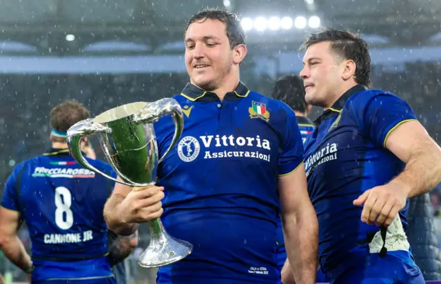 Michele Lamaro with trophy