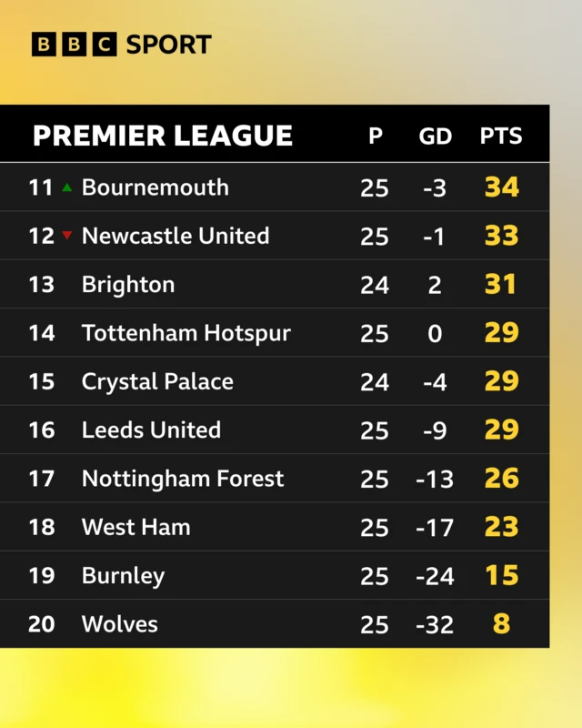 Bottom half of Premier League