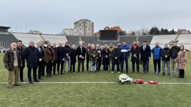 A wreath is laid in Belgrade