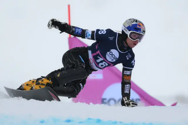 Ester Ledecka of Czechia competes in the Women's Parallel Slalom