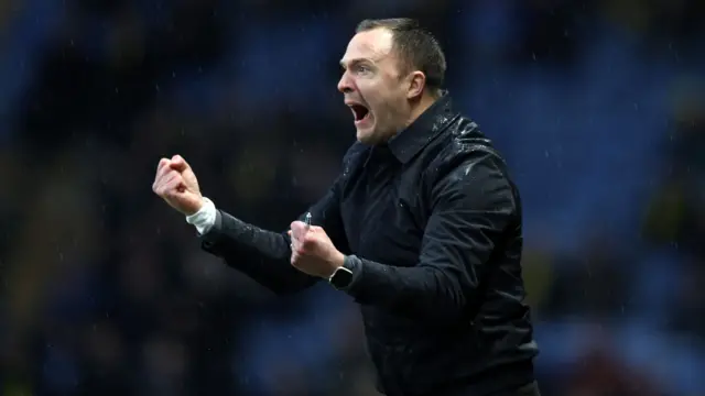 Birmingham boss Chris Davies celebrating a goal