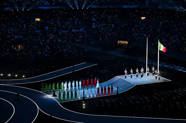 Laura Pausini performs the national anthem