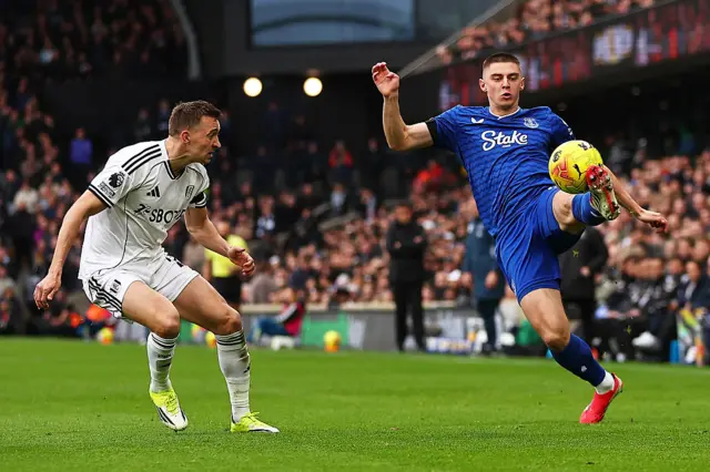Mykolenko gets down the wing