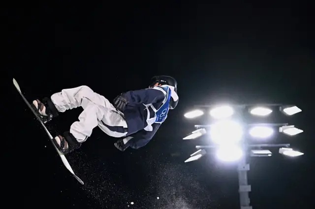 Japan's Ryoma Kimata competes in the snowboard men's big air final