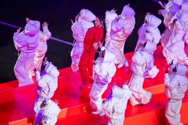 Rihanna performs at Super Bowl LVII