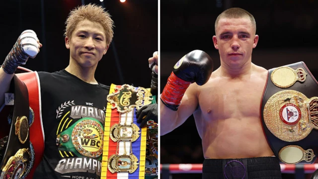 Naoya Inoue holds his super-bantamweight titles and Nick Ball holds his featherweight title