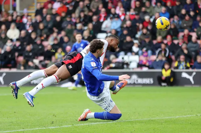 Southampton's Cyle Larin scores
