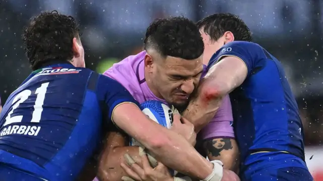 Scotland captain Sione Tuipulotu playing against Italy