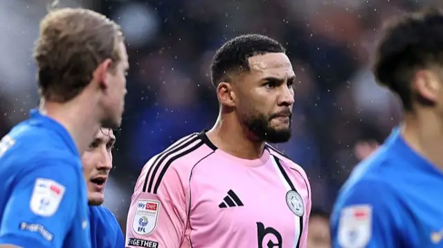 Jamaal Lascelles of Leicester City looks on