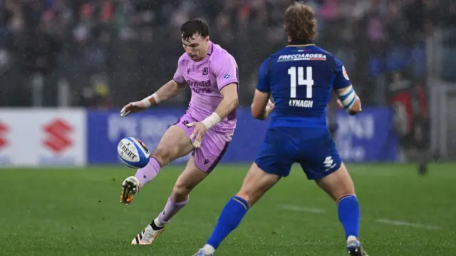 Jamie Dobie playing for Scotland against Italy