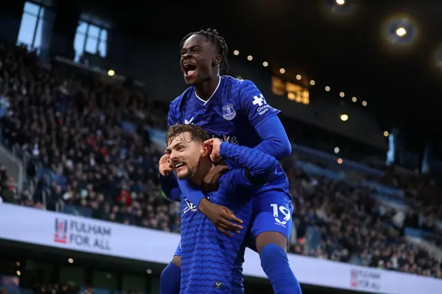 Tyrique George and Kiernan Dewsburh-Hall celebrate