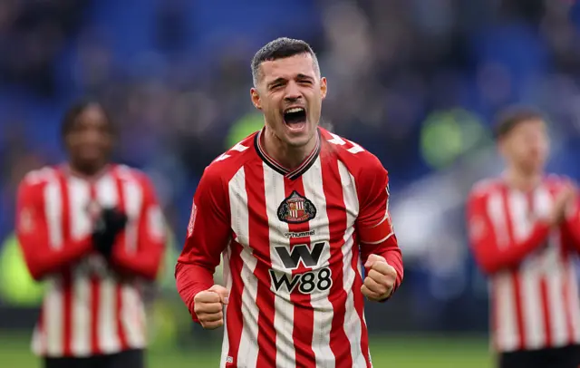 Granit Xhaka celebrating for Sunderland