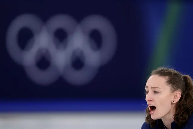 Jennifer Dodds of Team Great Britain reacts
