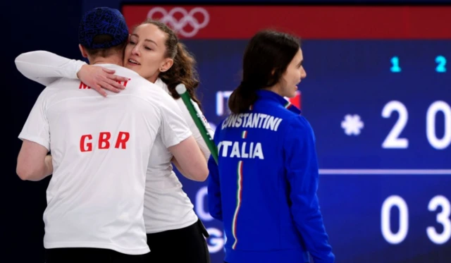 Great Britain's Jennifer Dodds and Bruce Mouat celebrate victory