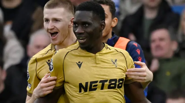 Crystal Palace's Ismaila Sarr celebrates scoring their first goal