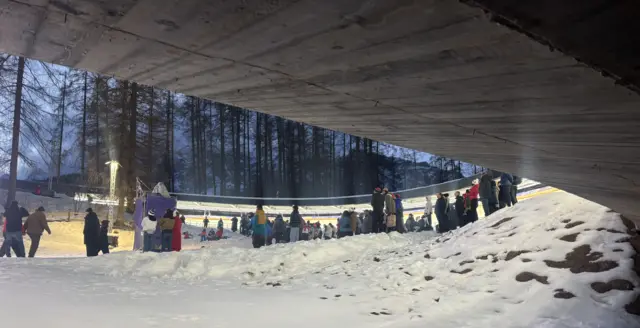 Luge track Milan cortina with fans