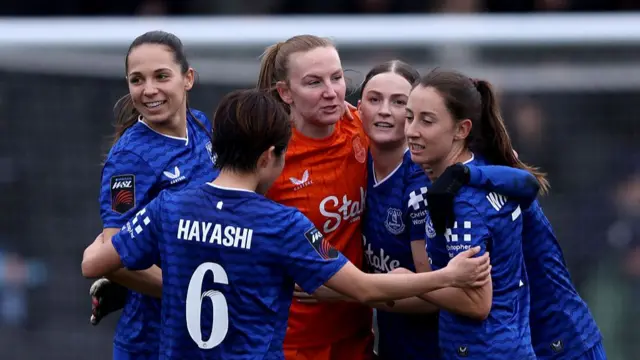 Everton players celebrate
