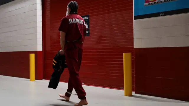 Mack Hollins arriving at the Super Bowl