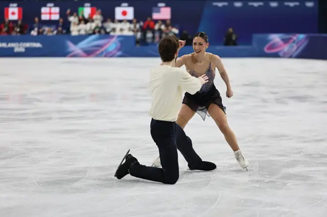 Sara Conti of Team Italy celebrates after competing with partner Niccolo Macii