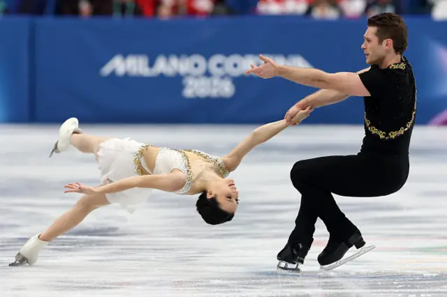 Lia Pereira and partner Trennt Michaud of Team Canada compete in Pair Skating