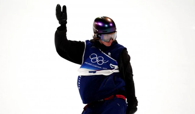 Great Britain's Mia Brookes during the Women's Snowboard Big Air Qualification on day two