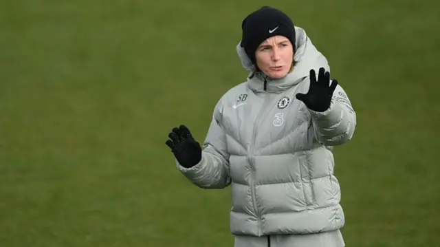 Sonia Bompastor, Head Coach of Chelsea looks on during a Chelsea FC Women's Training Session