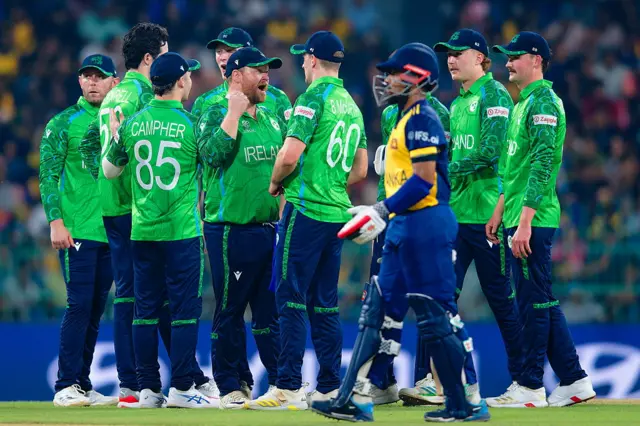 Ireland celebrate Sri Lanka's dismissal