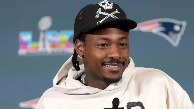 Stefon Diggs speaks to media during Super Bowl week in 2026