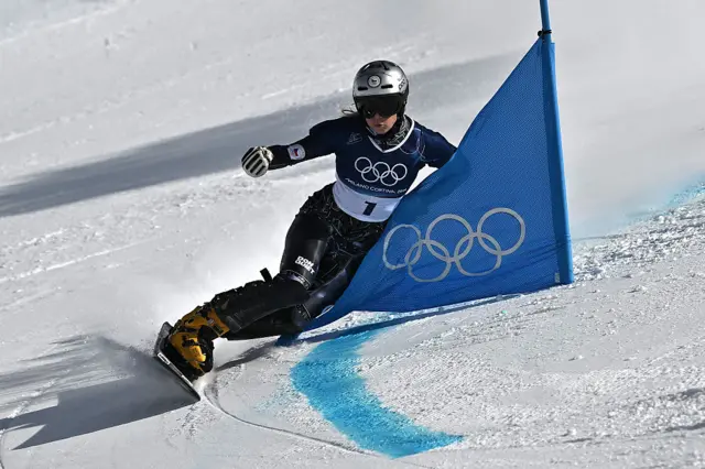 Czech Republic's Ester Ledecka competes in the snowboard women's parallel giant slalom l