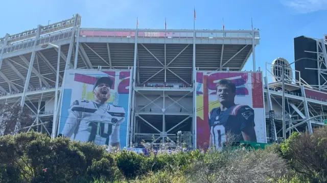 Outside shot of Levi's Stadium before Super Bowl 60
