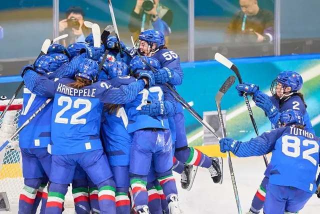 Italy celebrate ice hockey