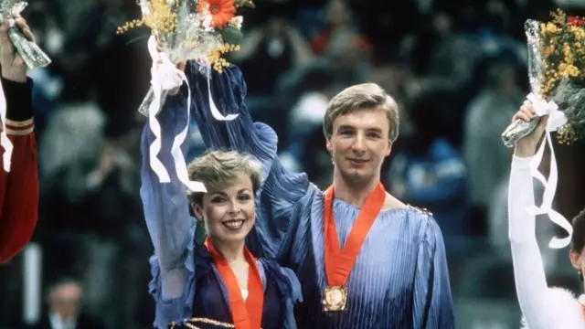 Torvill & Dean on the podium in 1984