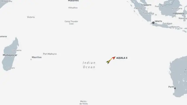 The ship's current location - and where it was yesterday - as seen on ship-tracking site MarineTraffic