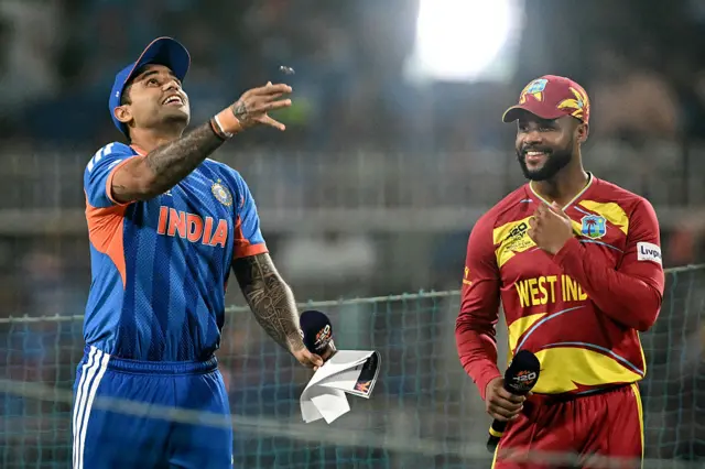 India skipper Suryakumar Yadav and West Indies counterpart Shai Hope
