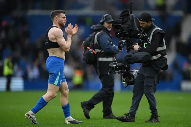 James Milner of Brighton & Hove Albion applauds the fans