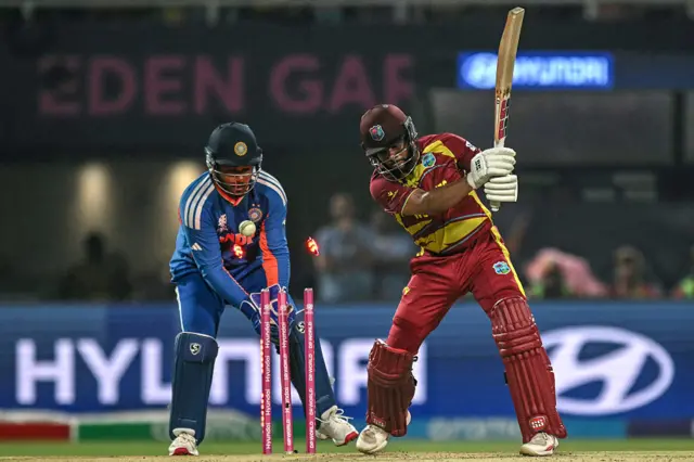Shai Hope is bowled