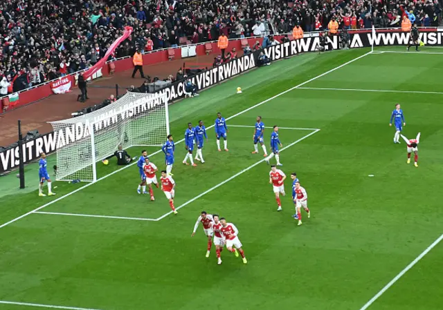 The Arsenal players celebrate the 1st goal, scored by William Saliba