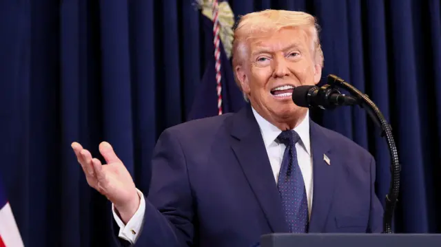 U.S. President Donald Trump speaks during a press conference at Trump National Doral Miami in Miami, Florida, U.S., March