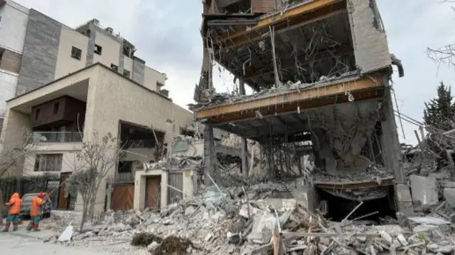 A destroyed building in Mehrshahr, an area of Karaj
