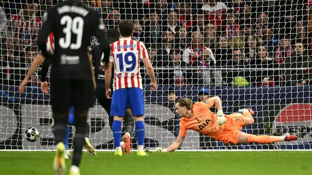 Tottenham Hotspur's Czech goalkeeper #31 Antonin Kinsky concedes