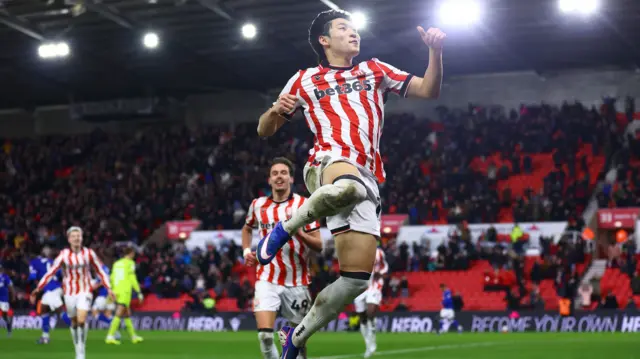 Stoke celebrate scoring