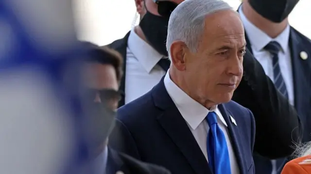 Israel's Prime Minister Benjamin Netanyahu arrives to receive his Indian counterpart Narendra Modi at the Ben Gurion airport near Tel Aviv on February 25, 2026.