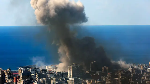 An Israeli airstrike targets the Dahiyeh neighborhood of southern Beirut, Lebanon, 09 March 2026