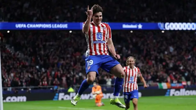 Julian Alvarez celebrates