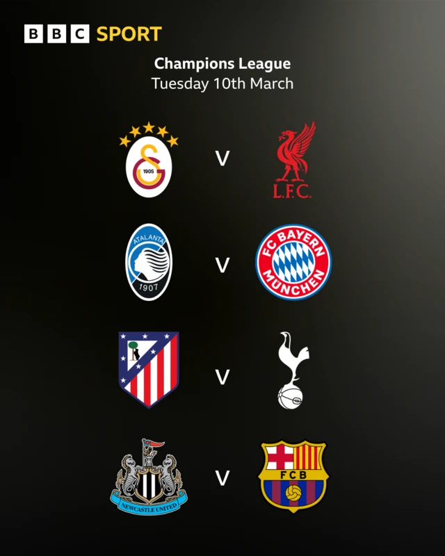 Champions League fixtures graphic