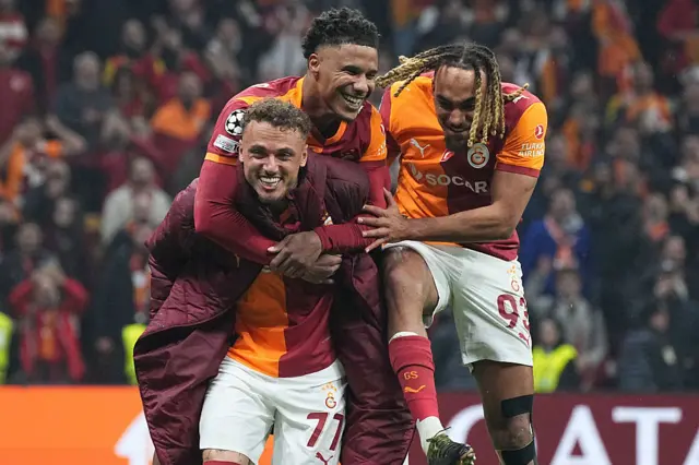 Noa Lang and Ismail Jakobs of Galatasaray celebrate