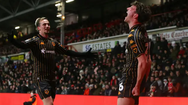 Hull City celebrate scoring