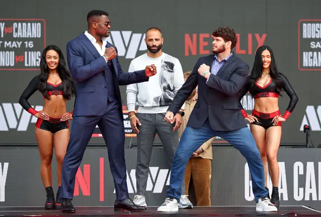 Francis Ngannou and Philipe Lins face off