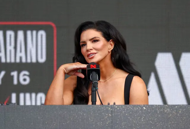 Gina Carano speaks at news conference