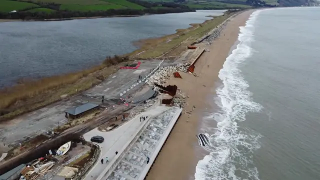 An aerial image of the A379 Slapton Line in Devon.